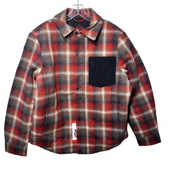 Pendleton Mens Wool Shirt Jacket Wool Shaket Sz M Red Gray Plaid Lined - Picture 9 of 9